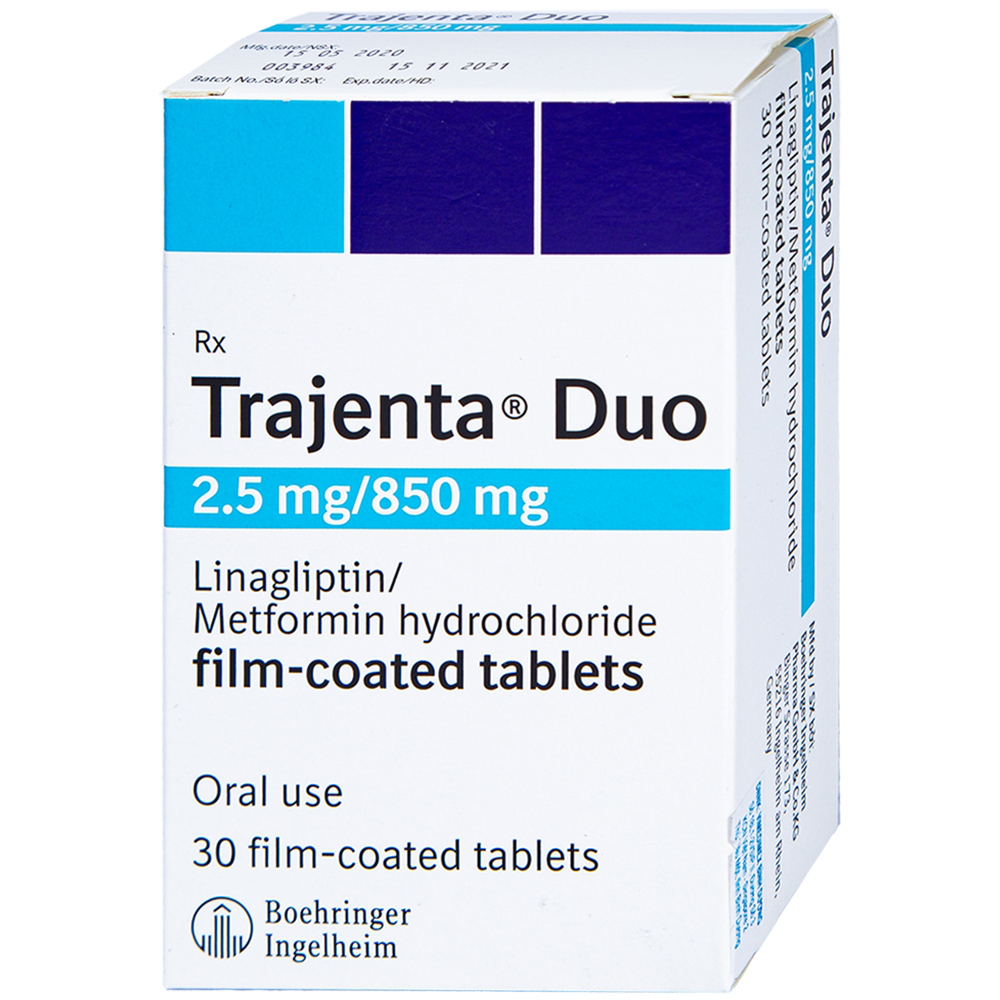 Thuốc Trajenta Duo 2.5mg/850mg Boehringer điều trị đái tháo đường tuýp 2 (30 viên)