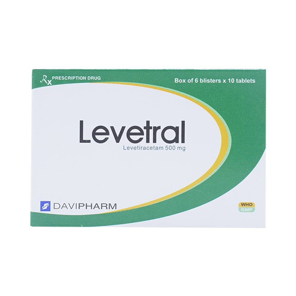 Viên nén Levetral 500mg DaviPharm điều trị bệnh động kinh (6 vỉ x 10 viên)