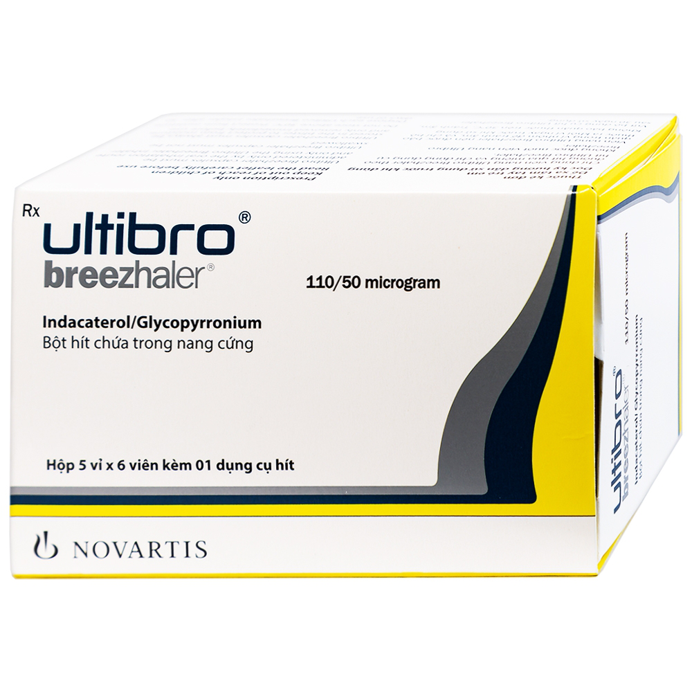 Thuốc Ultibro Breezhaler Novartis điều trị giảm triệu chứng bệnh phổi mạn tính tắc nghẽn (5 vỉ x 6 viên)