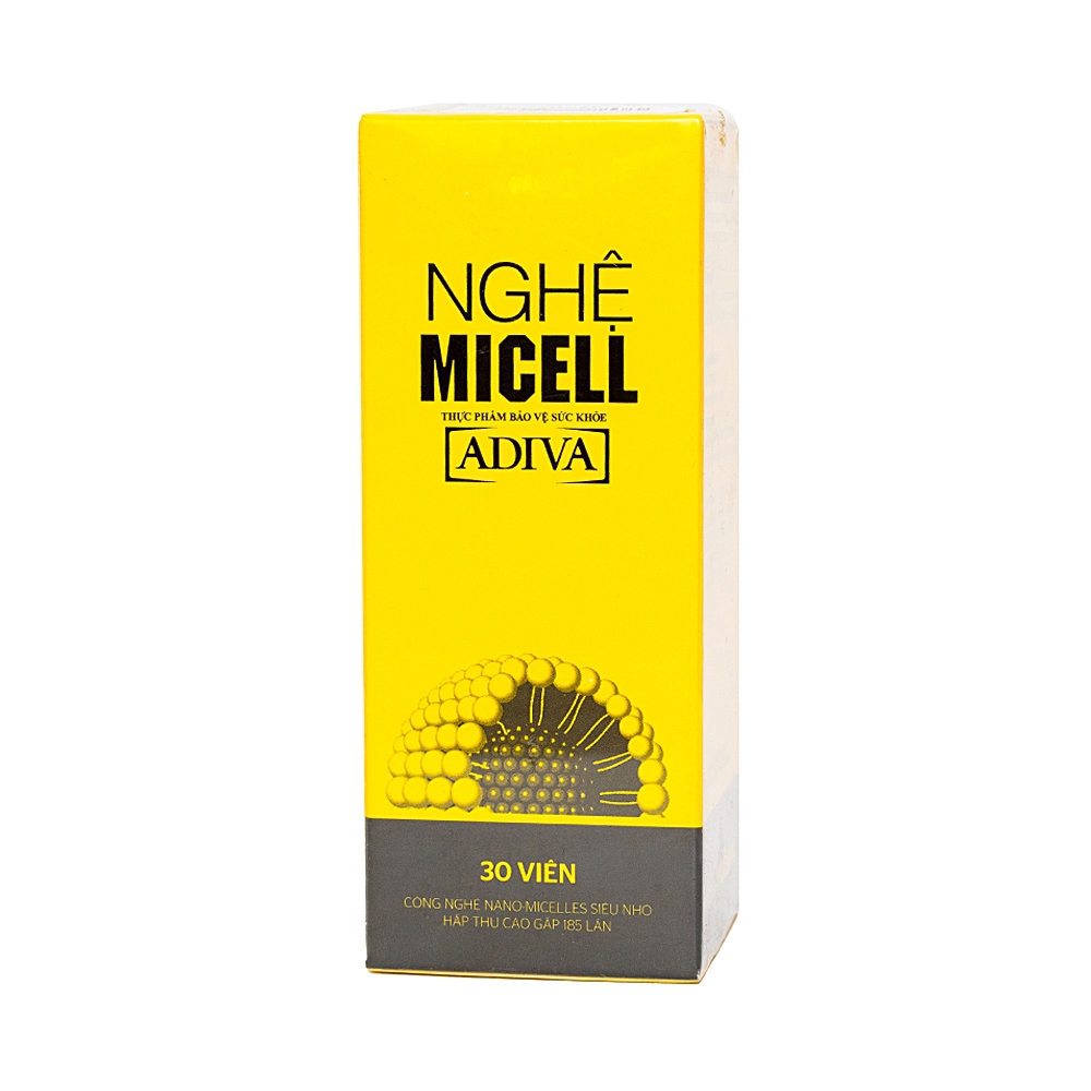 Viên uống Nghệ Micell Adiva hỗ trợ điều trị viêm loét dạ dày, giúp giảm tổn thương niêm mạc dạ dày (30 viên)