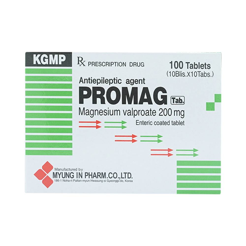 Thuốc Promag Tab 200mg Myung In Pharm điều trị động kinh (10 vỉ x 10 viên)