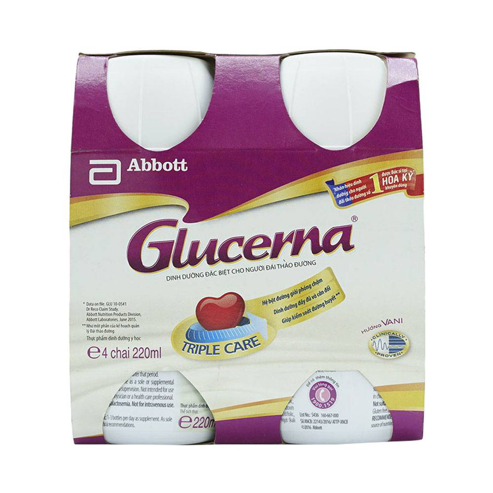 Sữa Glucerna Abbott hương vani bổ sung dinh dưỡng đặc biệt cho người đái tháo đường (24 chai x 220ml)