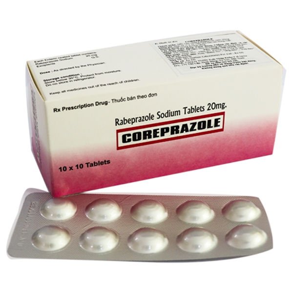 Thuốc Coreprazole 20mg Stallion điều trị bệnh dạ dày thực quản, loét tá tràng (10 vỉ x 10 viên)