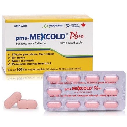 Viên nén pms-Mexcold Plus Imexpharm giảm đau, hạ sốt, không gây buồn ngủ (10 vỉ x 10 viên)