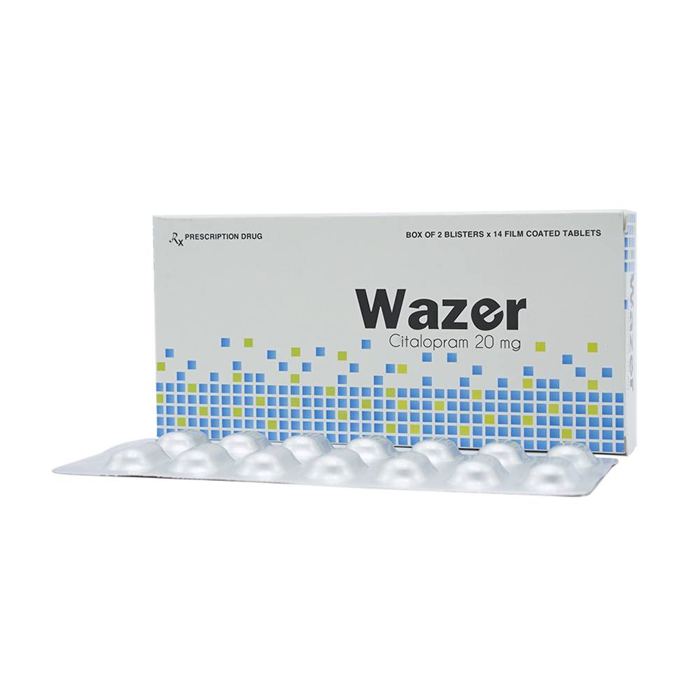 Thuốc Wazer 20mg Davipharm điều trị trầm cảm, rối loạn hoảng sợ (2 vỉ x 14 viên)