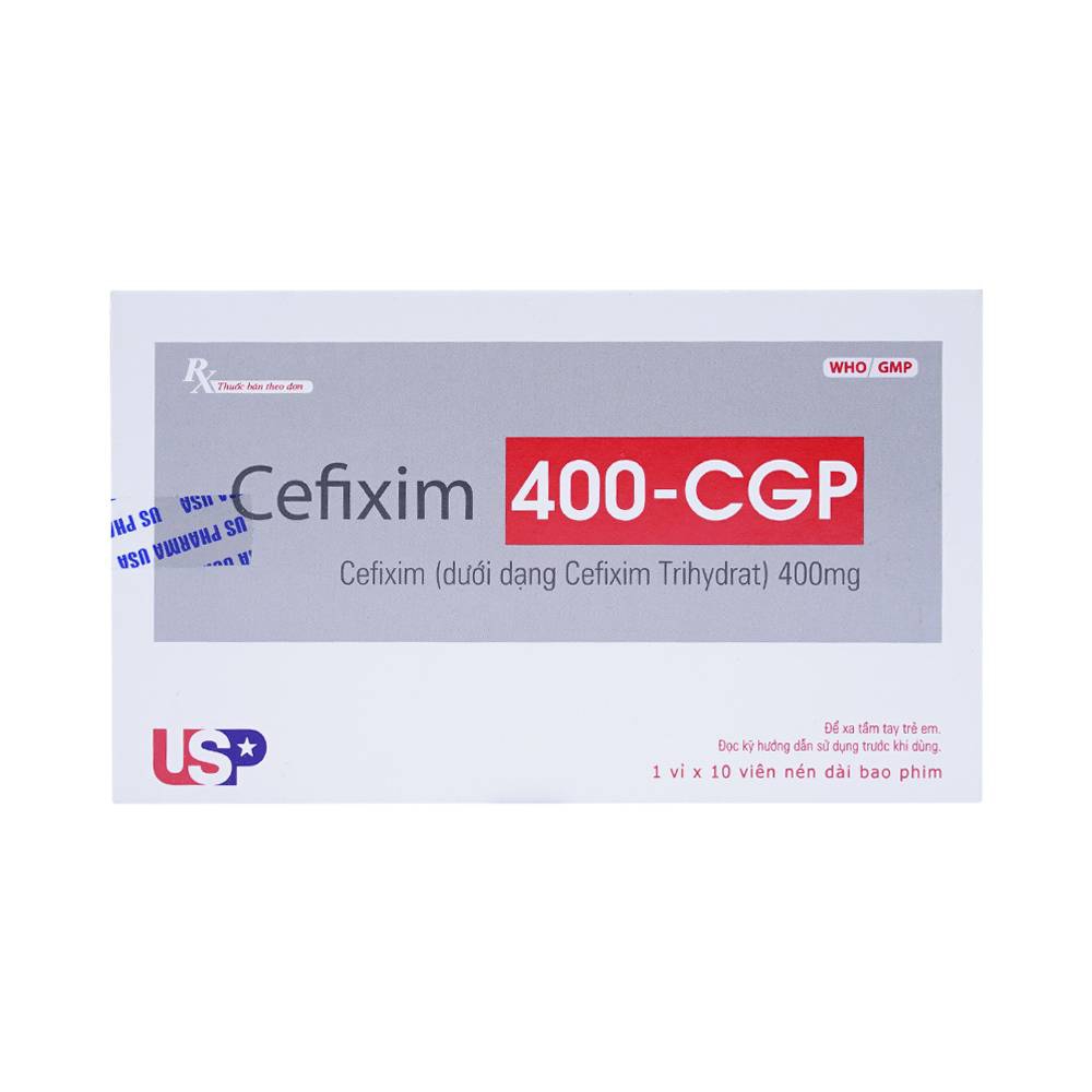 Thuốc Cefixim 400-CGP USP điều trị nhiễm khuẩn (1 vỉ x 10 viên)