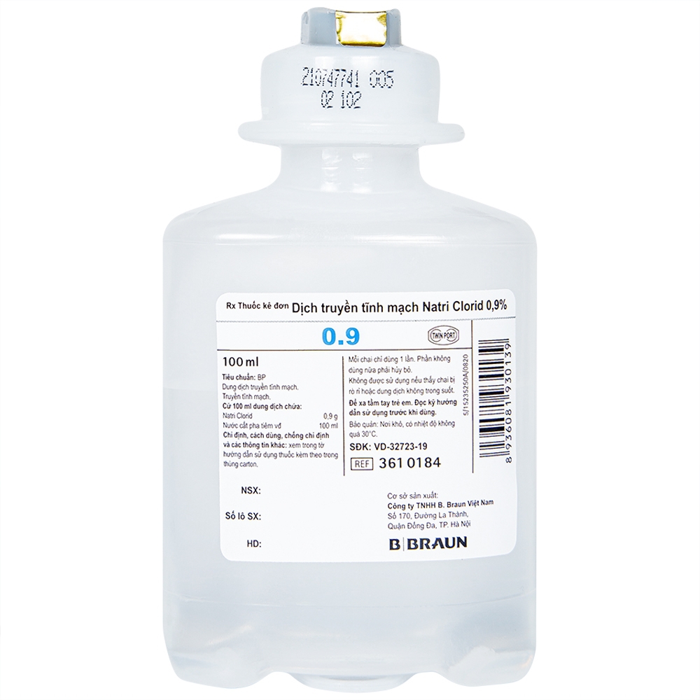 Công dụng và tác dụng phụ của dịch truyền natri clorid 0,9% 100ml là gì?
