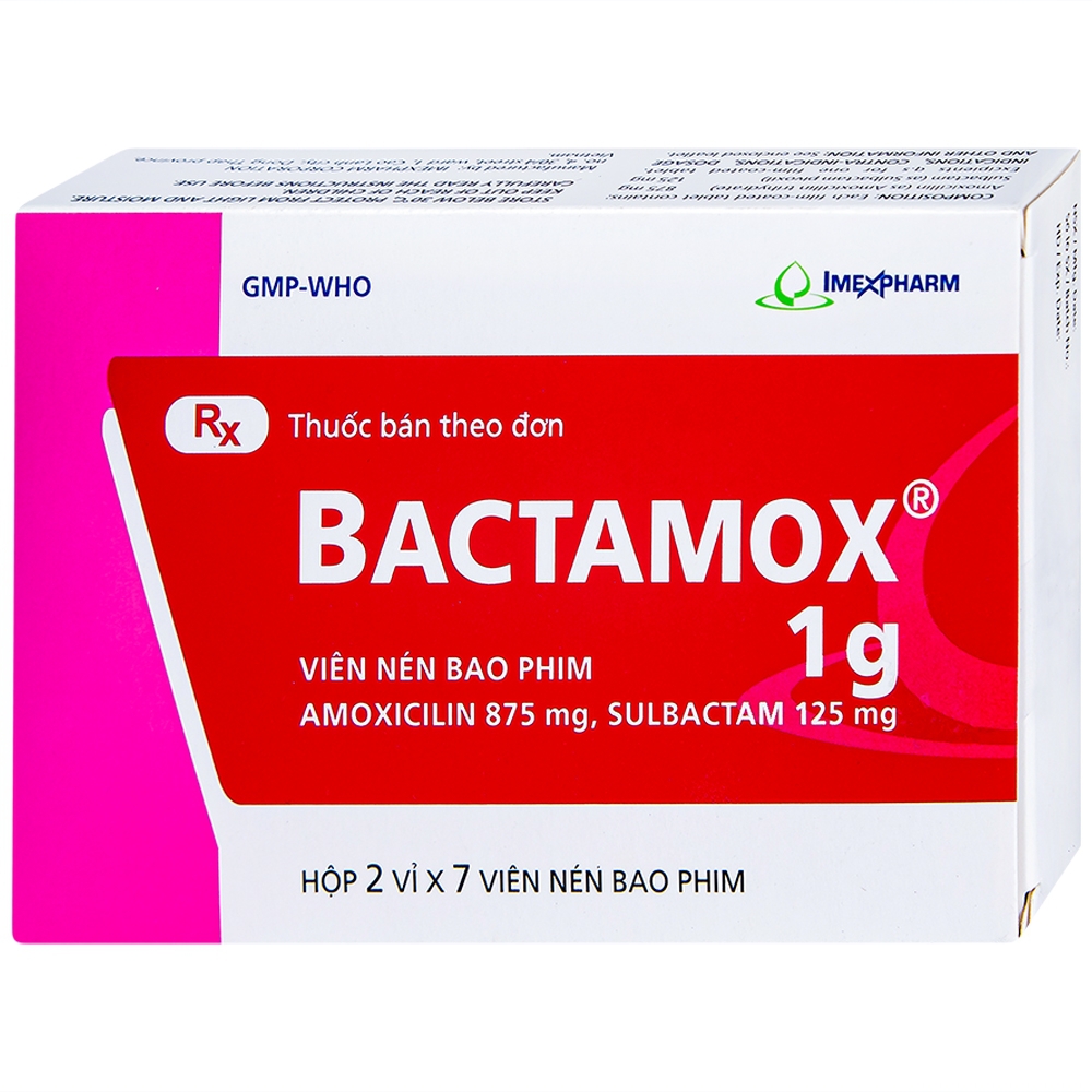 Thuốc Bactamox 1g Imexpharm điều trị nhiễm khuẩn (2 vỉ x 7 viên)