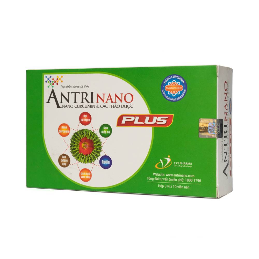 Viên uống Antri Nano Plus CVI Pharma hỗ trợ điều trị trĩ, giảm táo bón (3 vỉ x 10 viên)