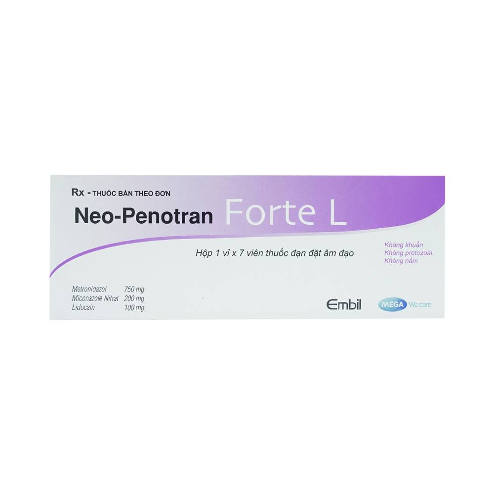 Viên đặt âm đạo Neo-Penotran Forte L MEGA We Care điều trị bệnh nấm Candida âm đạo (1 vỉ x 7 viên)
