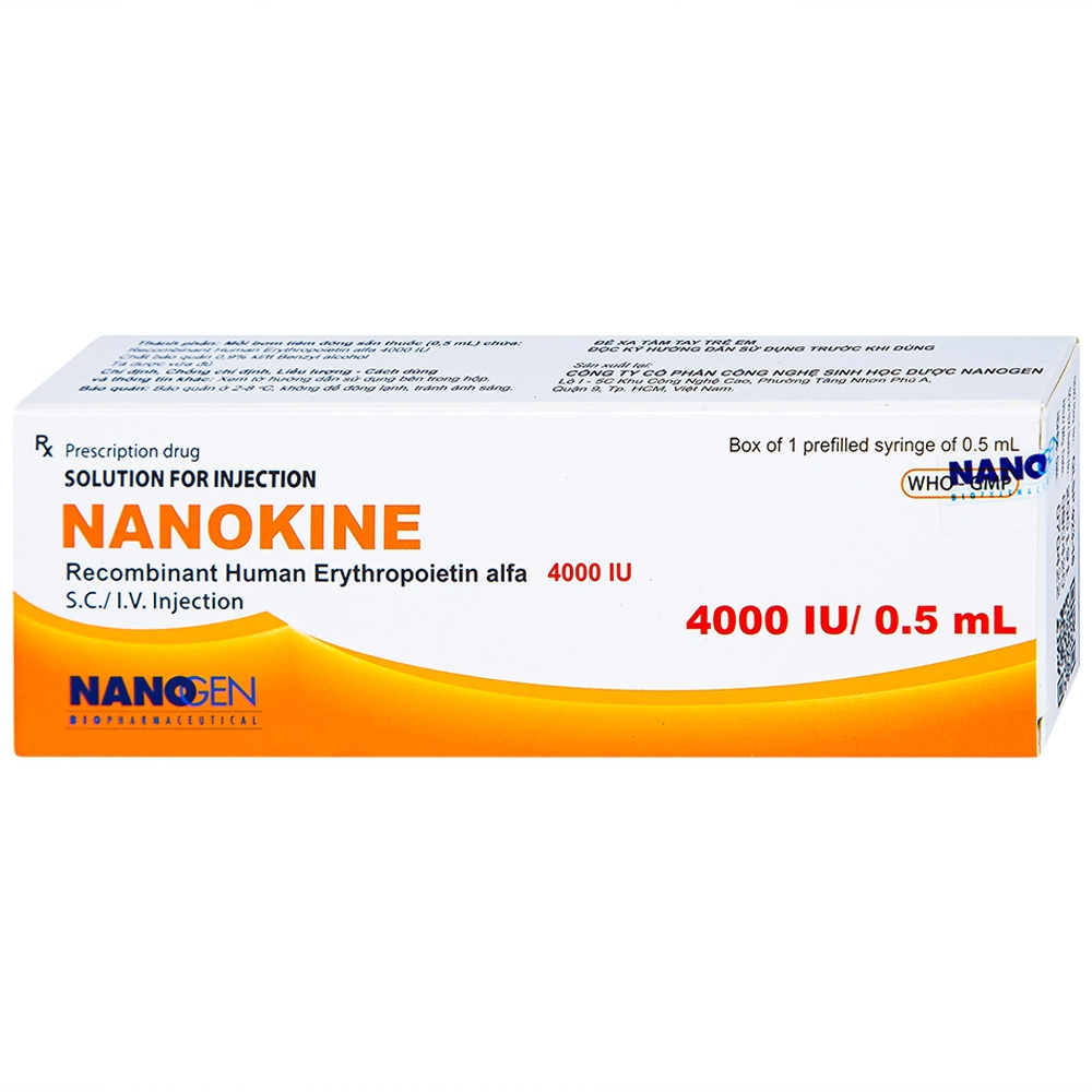 Thuốc tiêm Nanokine 4000IU/0.5ml Nanogen điều trị thiếu máu 