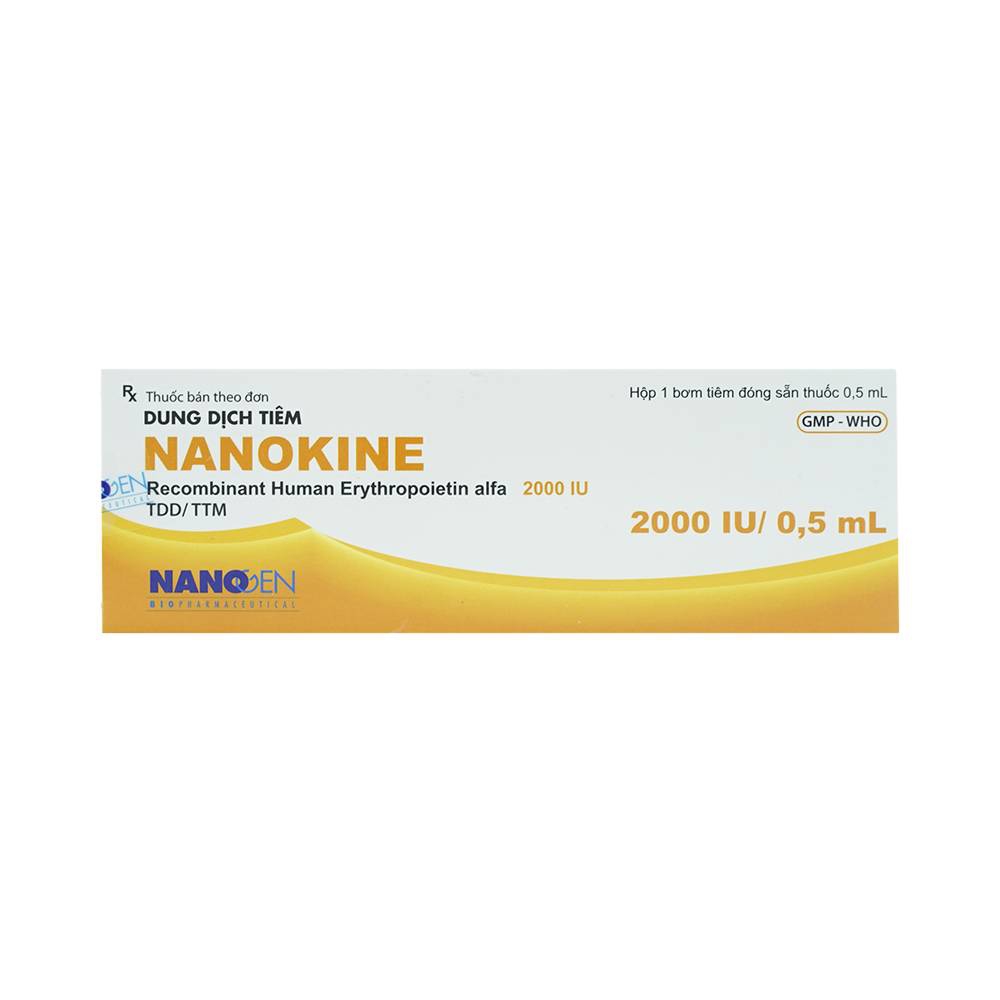 Thuốc tiêm Nanokine 2000IU/0.5ml Nonagen điều trị thiếu máu