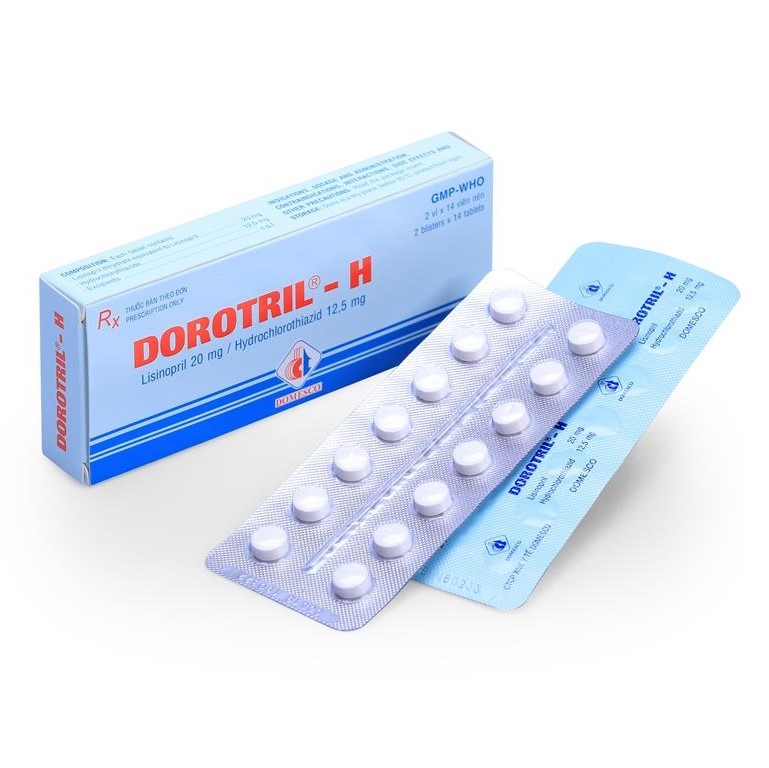 Thuốc Dorotril-H Domesco điều trị tăng huyết áp vô căn (2 vỉ x 14 viên)