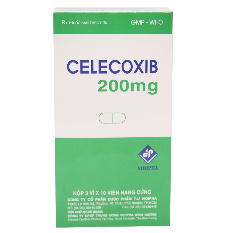 Thuốc Celecoxib 200mg Vidipha điều trị thoái hóa khớp, viêm khớp dạng thấp (3 vỉ x 10 viên)