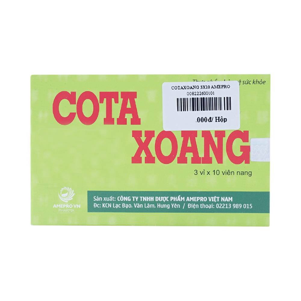 Viên uống Cota Xoang Amepro tăng lưu thông phế khí trong cơ thể, thông mũi xoang (3 vỉ x 10 viên)