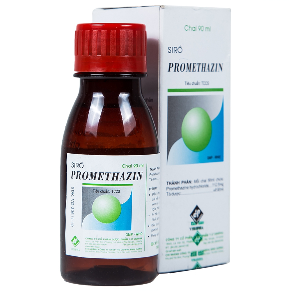 Siro Promethazin Vidipha điều trị mày đay, phù mạch, viêm mũi dị ứng (90ml)