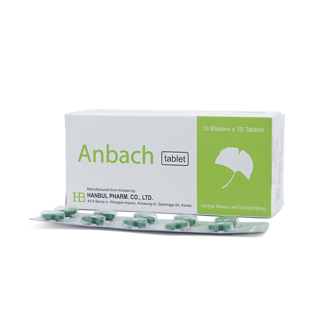 Thuốc Anbach Tablet Hanbul Pharm điều trị rối loạn tuần hoàn ngoại biên (10 vỉ x 10 viên)