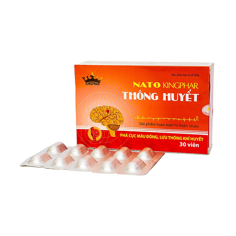 Viên uống Nato Thông Huyết Kingphar hỗ trợ điều trị các căn bệnh tai biến não (3 vỉ x 10 viên)