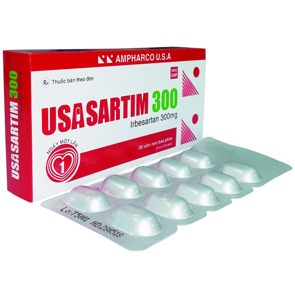 Thuốc Usasartim 300mg Ampharco điều trị tăng huyết áp (3 vỉ x 10 viên)