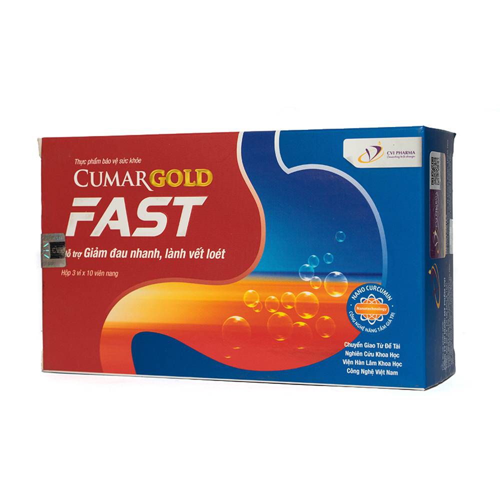 Viên uống Cumargold Fast CVI hỗ trợ giảm đau nhanh, lành vết loét dạ dày (3 vỉ x 10 viên)