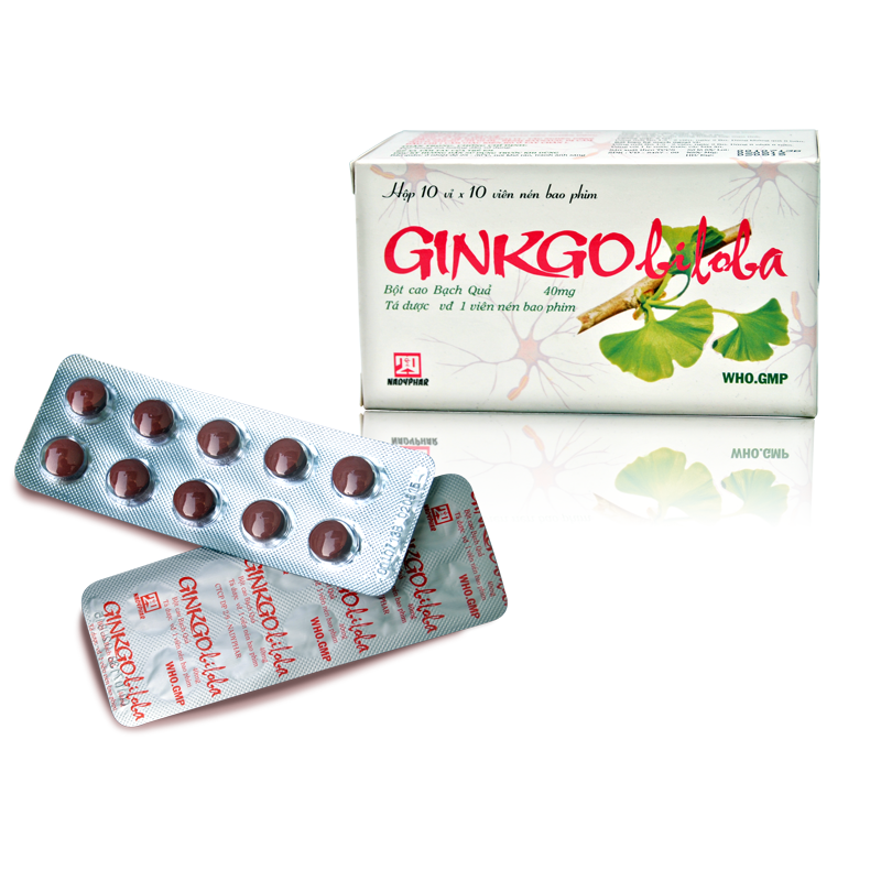 Thuốc Ginkgo Biloba Nadyphar điều trị thiểu năng tuần hoàn não (10 vỉ x 10 viên)