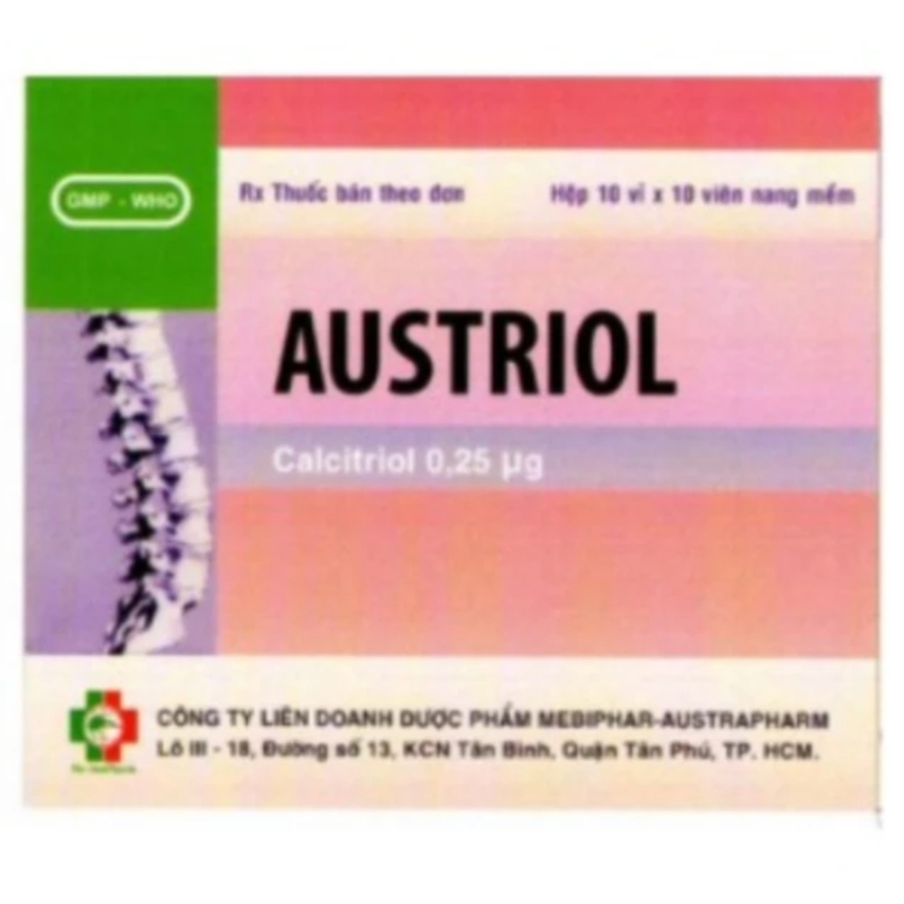 Thuốc Austriol Mebiphar điều trị loãng xương (10 vỉ x 10 viên)