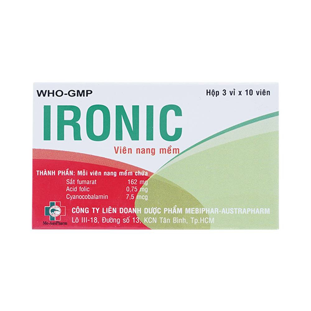 Thuốc Ironic Mebiphar phòng ngừa và điều trị thiếu máu (3 vỉ x 10 viên)