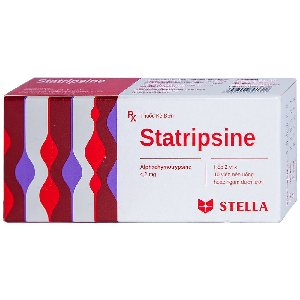 Thuốc Statripsine Stella điều trị phù nề sau chấn thương (2 vỉ x 10 viên)