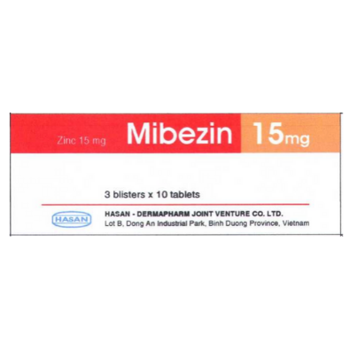 Viên nén Mibezin 15mg Hasan điều trị tiêu chảy, bổ sung kẽm (3 vỉ x 10 viên)