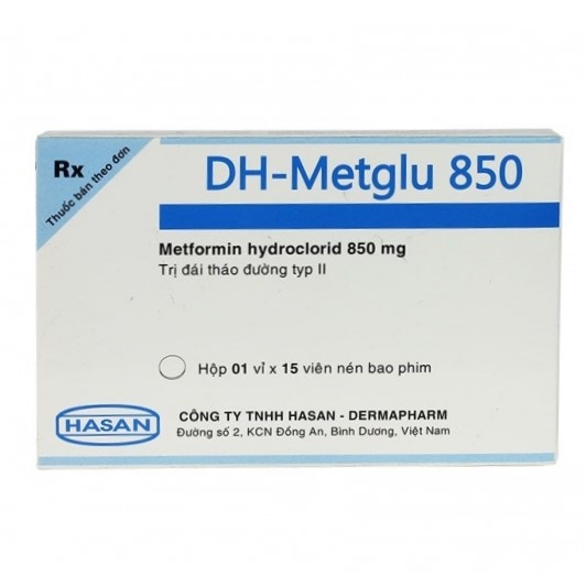 Thuốc DH-Metglu 850 Hasan điều trị đái tháo đường tuýp 2 (1 vỉ x 15 viên)