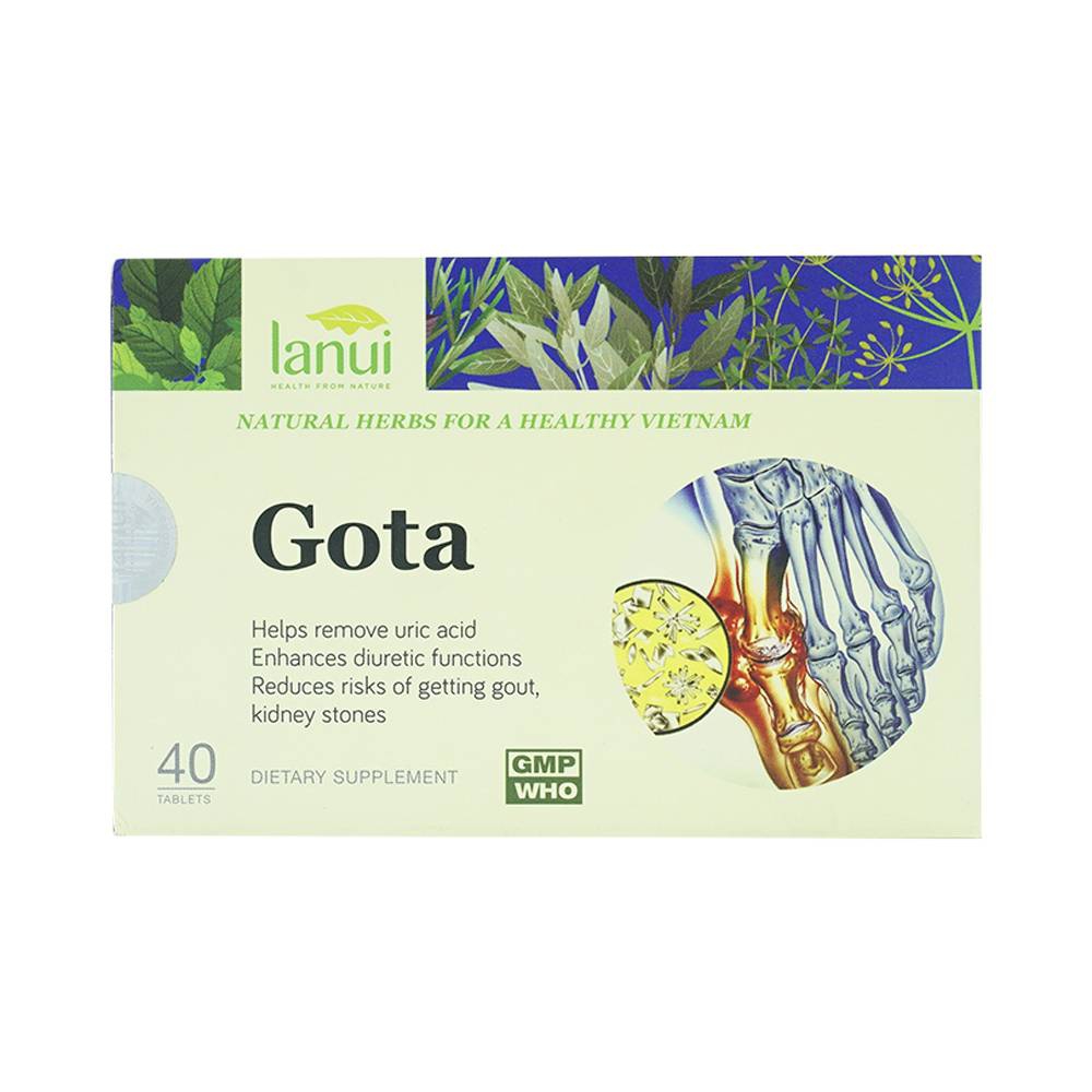 Viên uống Gota Lanui hỗ trợ giảm nguy cơ mắc bệnh gout, sỏi thận (40 viên)