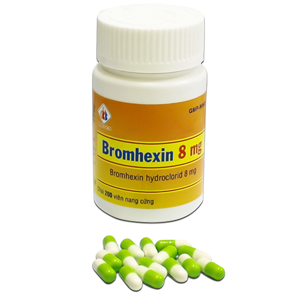 Thuốc Bromhexin 8mg Domesco điều trị rối loạn tiết dịch phế quản (200 viên)