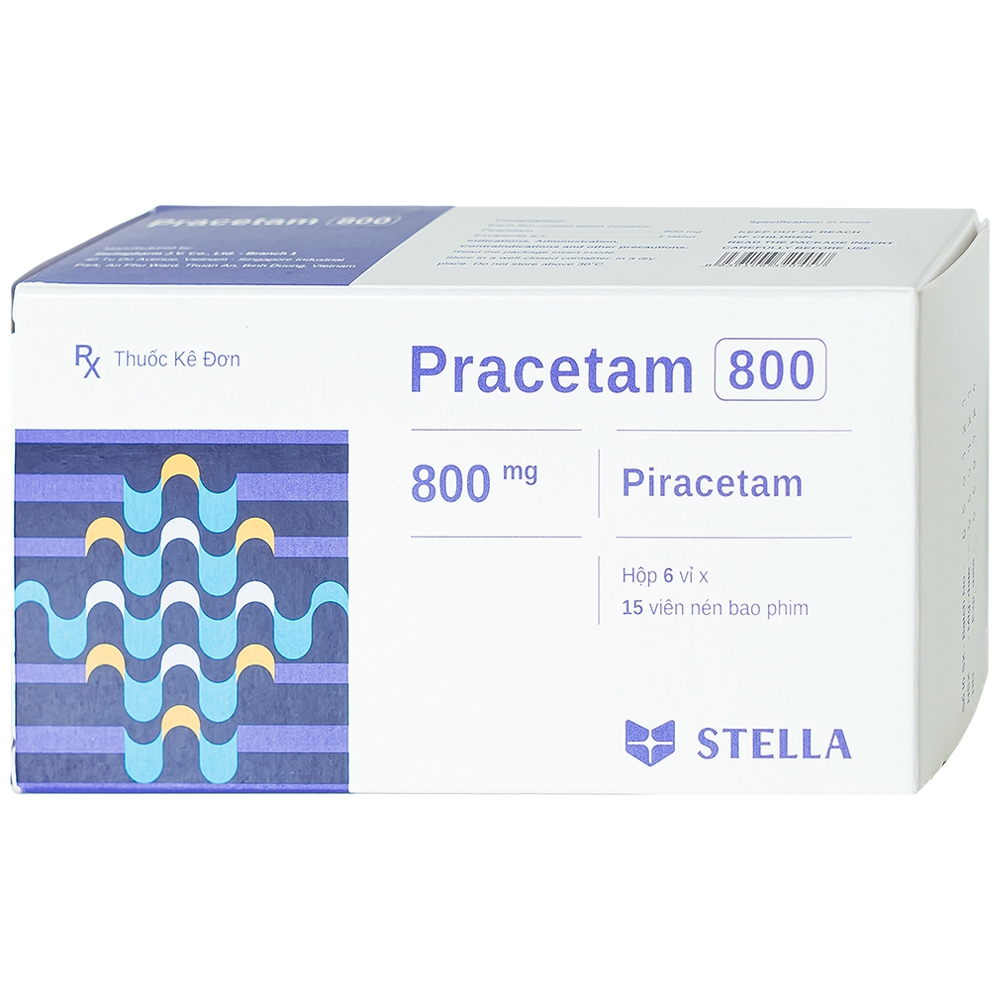 Viên nén Pracetam 800 Stella điều trị chóng mặt, suy giảm trí nhớ (6 vỉ x 15 viên)