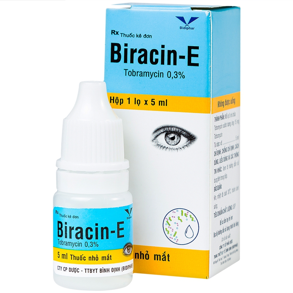 Thuốc nhỏ mắt Biracin-E Bidiphar điều trị các nhiễm khuẩn mắt do các chủng nhạy cảm (5ml)