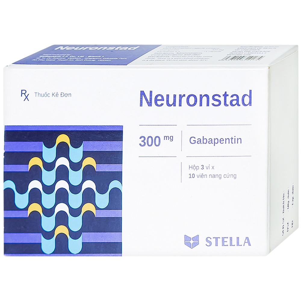 Viên nang cứng Neuronstad 300mg Stella điều trị hỗ trợ động kinh cục bộ, viêm dây thần kinh (3 vỉ x 10 viên)