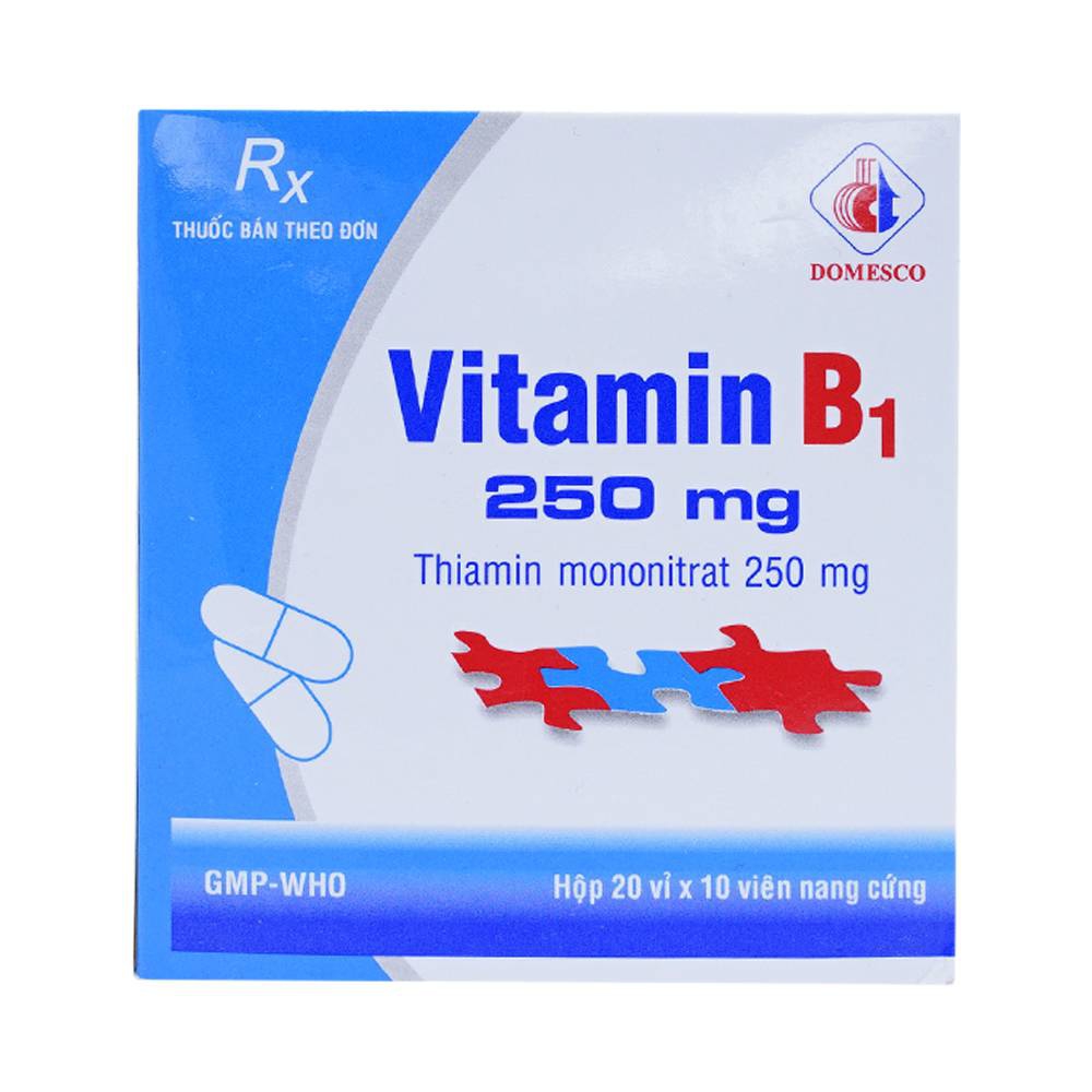 Thuốc Vitamin B1 250mg Domesco điều trị bệnh do thiếu Vitamin B1 (20 vỉ x 10 viên)