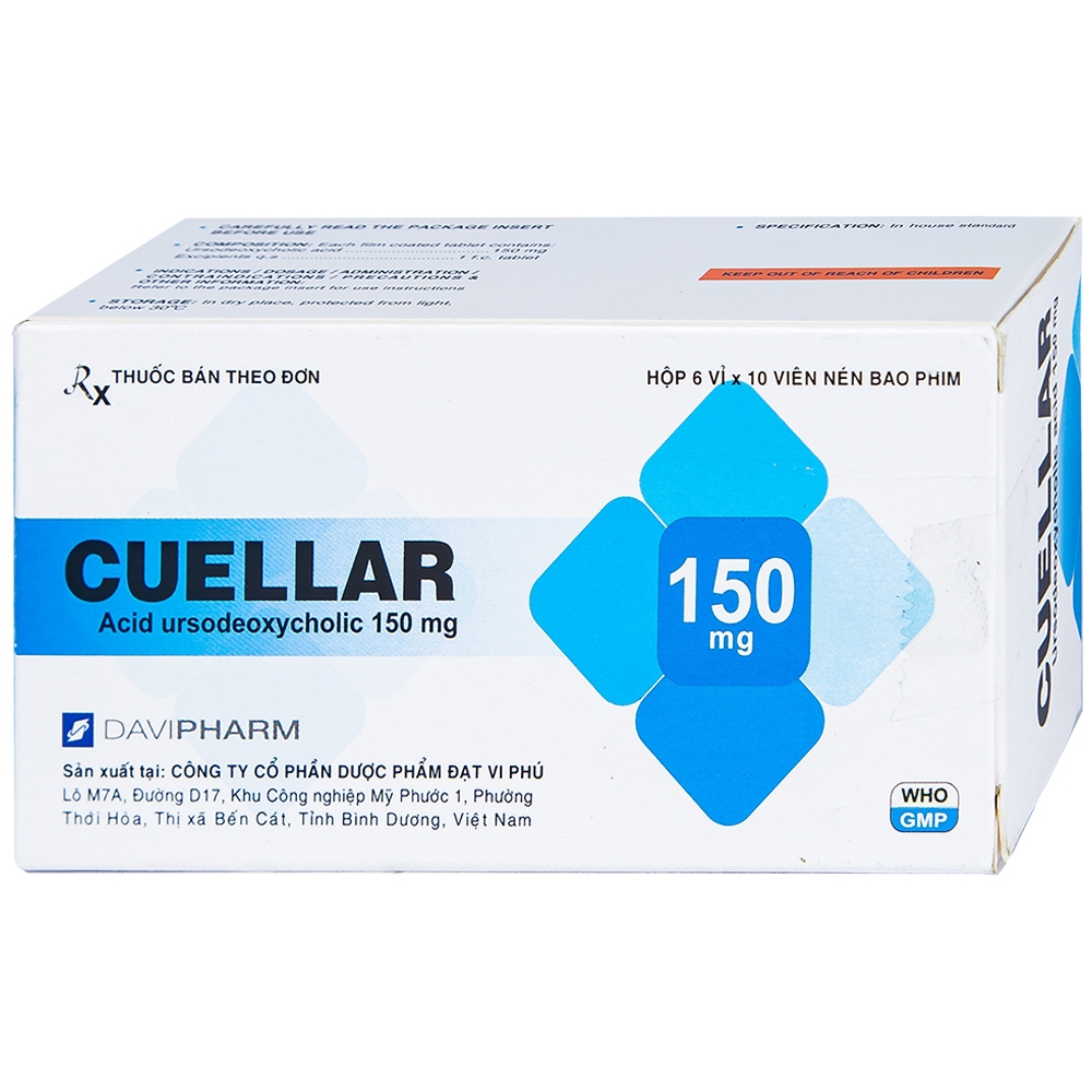 Thuốc Cuellar 150mg Davi Pharm dùng để hòa tan các sỏi cholesterol mật (6 vỉ x 10 viên)