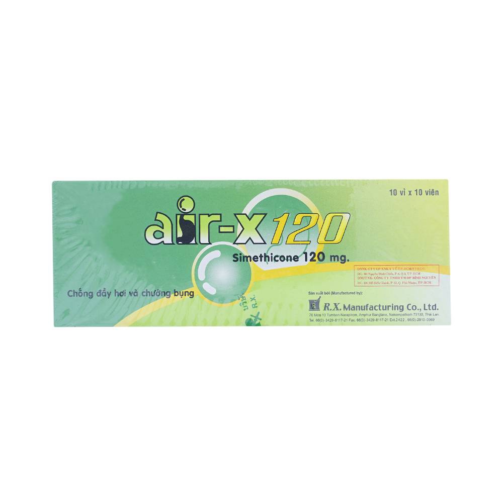 Viên nhai AIR-X 120 chống đầy hơi và chướng bụng (10 vỉ x 10 viên)