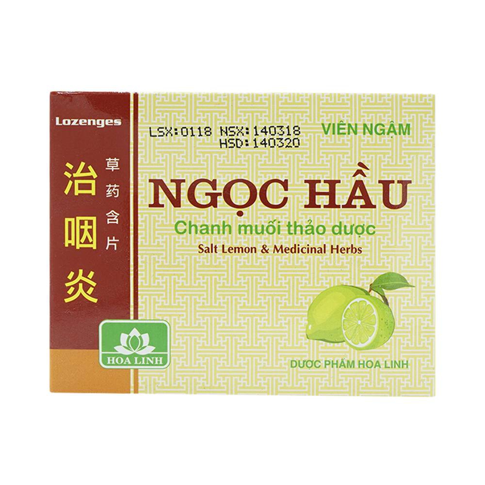 Viên ngậm Ngọc Hầu Hoa Linh chanh muối thảo dược - kháng khuẩn, tiêu viêm (4 vỉ x 5 viên) 