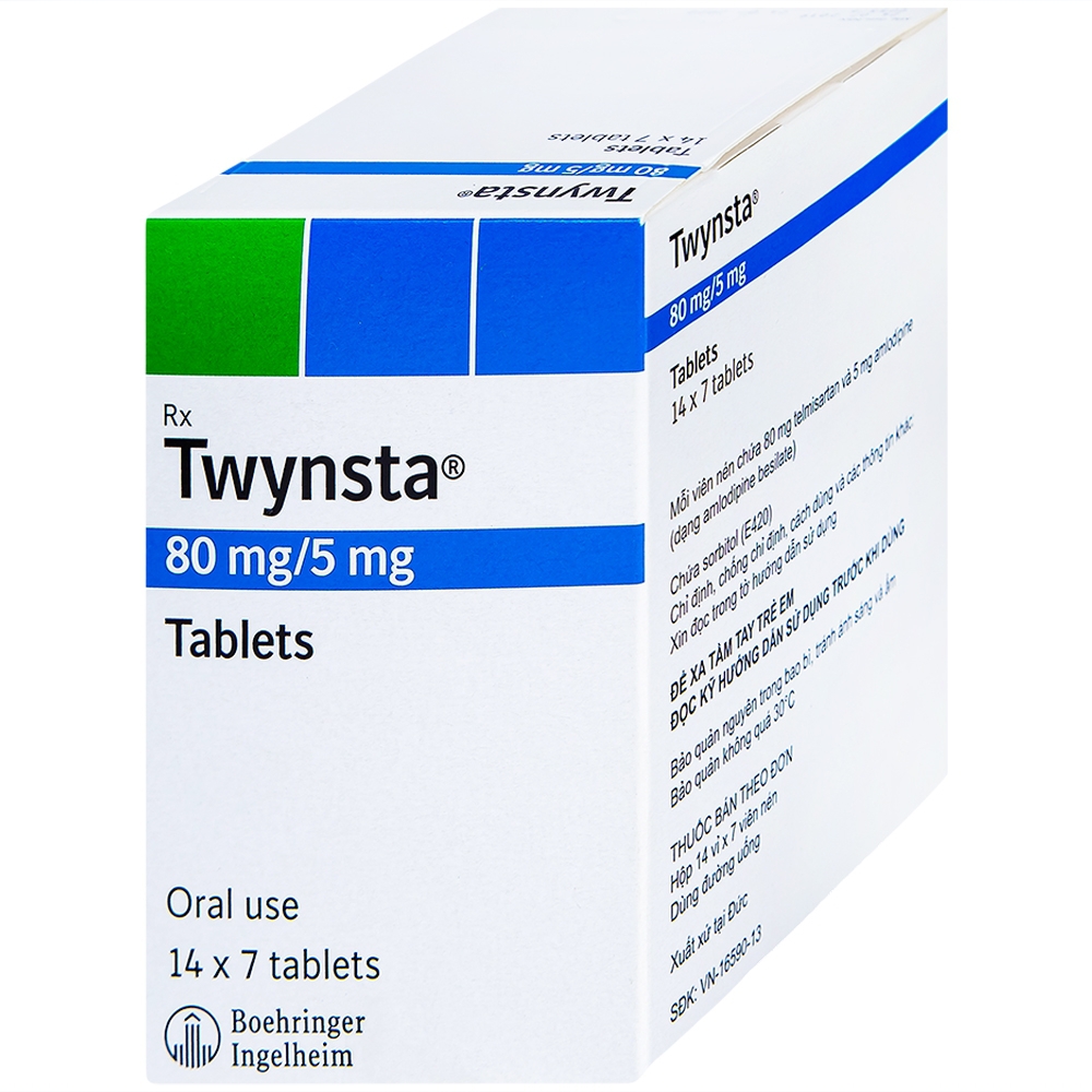 Thuốc Twynsta 80mg/5mg Boehringer điều trị tăng huyết áp vô căn (14 vỉ x 7 viên)