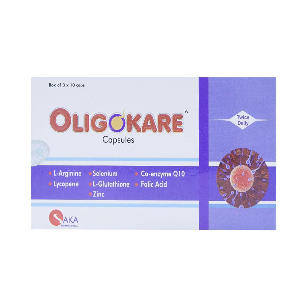 Viên uống Oligokare Ahaan Healthcare điều trị hiếm muộn ở nam giới (3 vỉ x 10 viên)