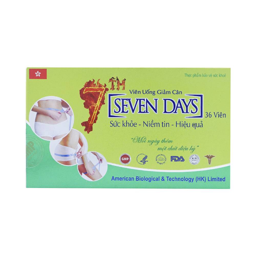 Viên nén Seven Days American Biological hỗ trợ giảm cân, giảm hấp thụ chất béo (3 vỉ x 12 viên)