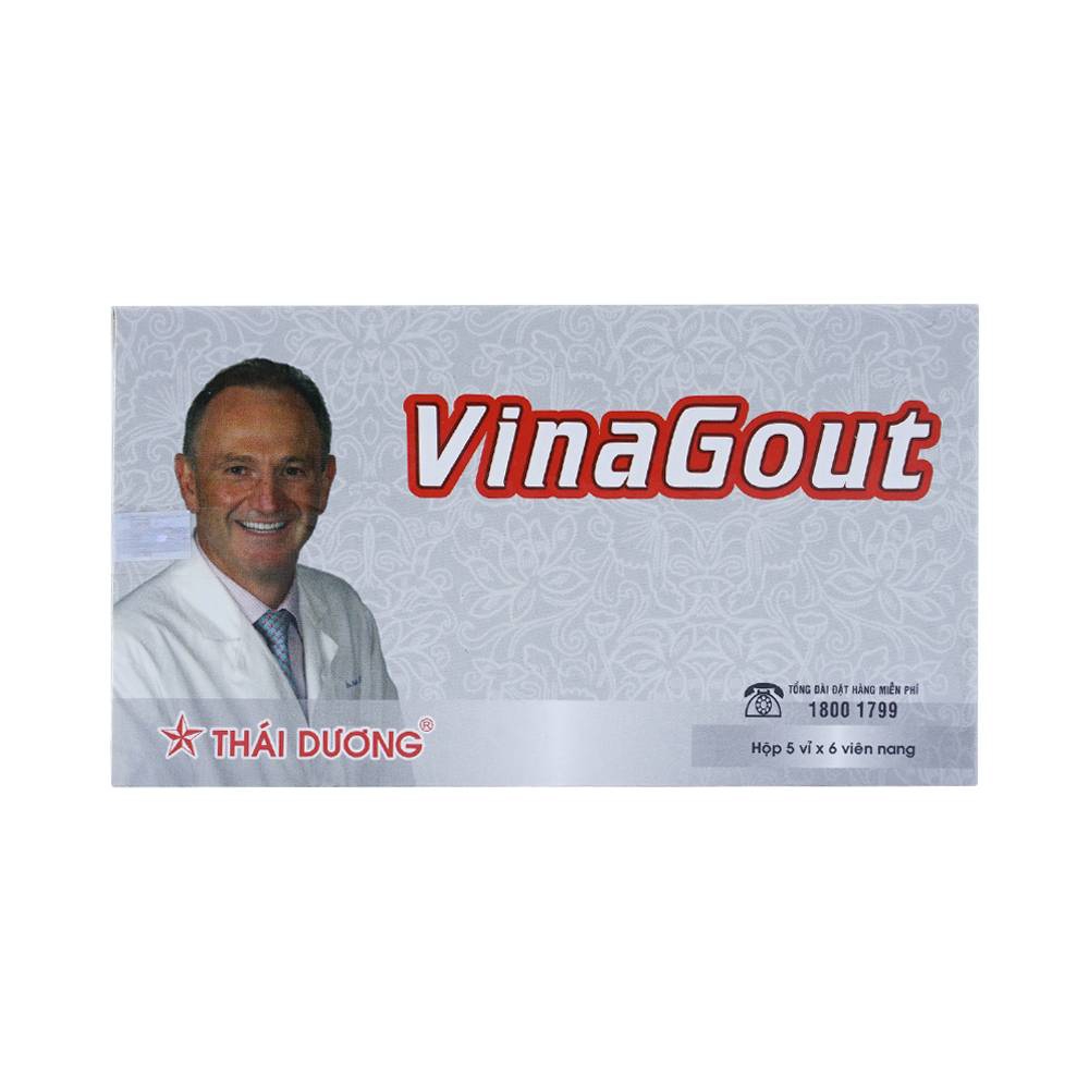 Viên uống VinaGout Thái Dương hỗ trợ giảm acid uric, giảm triệu chứng sưng đau do gout (5 vỉ x 6 viên)