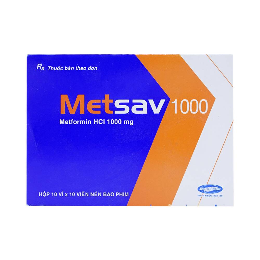 Viên nén Metsav 1000 Savi điều trị bệnh đái tháo đường tuýp 2 (10 vỉ x 10 viên) 