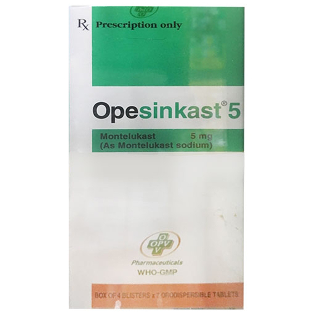 Viên nén Opesinkast 5 OPV dự phòng và điều trị hen, phế quản mạn tính (4 vỉ x 7 viên)