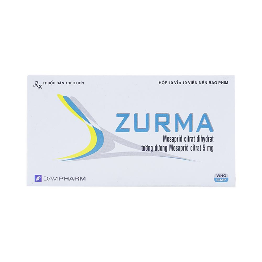 Thuốc Zurma 5mg DaviPharm điều trị các triệu chứng dạ dày, ruột (10 vỉ x 10 viên)