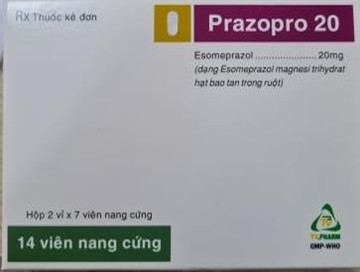 Thuốc Prazopro 20 TV.Pharm điều trị loét dạ dày, tá tràng lành tính (2 vỉ x 7 viên)