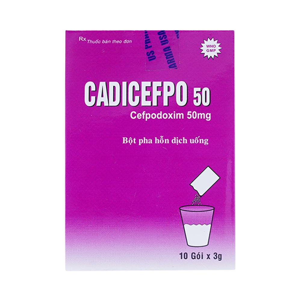 Bột pha hỗn dịch uống Cadicefpo 50 USP điều trị nhiễm khuẩn (10 gói x 3g)