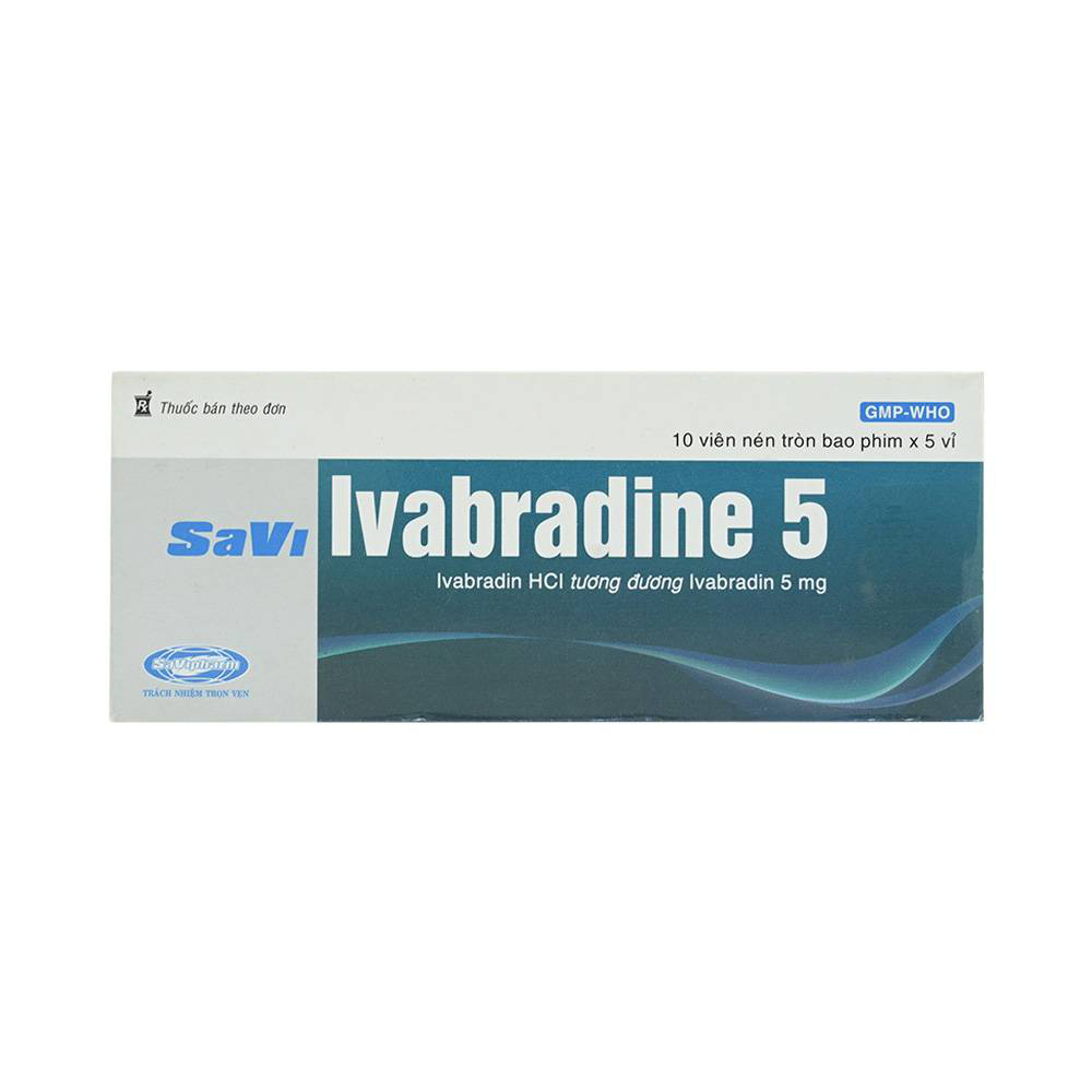 Thuốc Savi Ivabradine 5 điều trị đau thắt ngực mạn tính (5 vỉ x 10 viên)