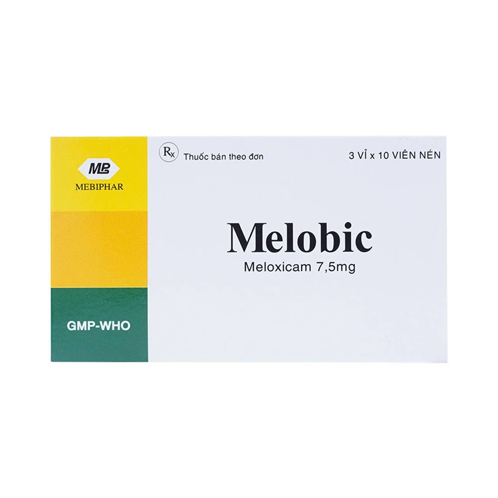 Thuốc Melobic 7.5mg Mebiphar điều trị thoái hóa khớp, viêm cột sống dính khớp (3 vỉ x 10 viên) 